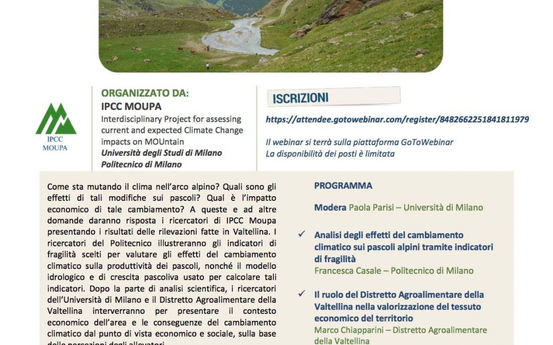 Progetto Ager MOUPA: Gli impatti socio-economici del cambiamento climatico sui pascoli attraverso indicatori di fragilità