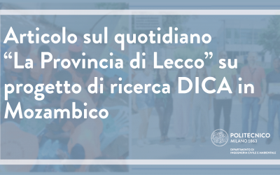 “La Provincia di Lecco” has published an article dedicated to a DICA research project