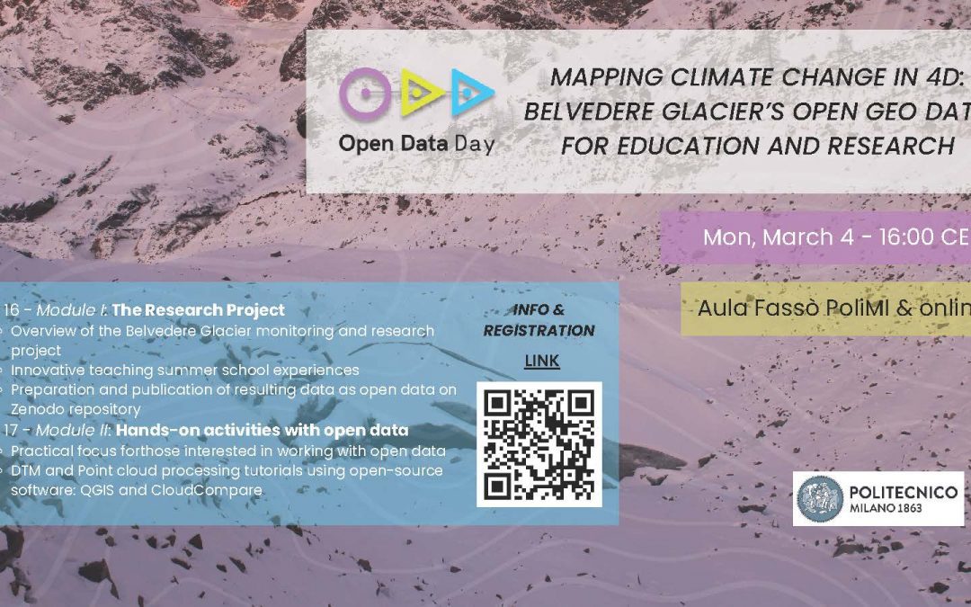Open Data Day – “Mapping Climate Change in 4D: Belvedere Glacier’s Open Geo Data for Education and Research”